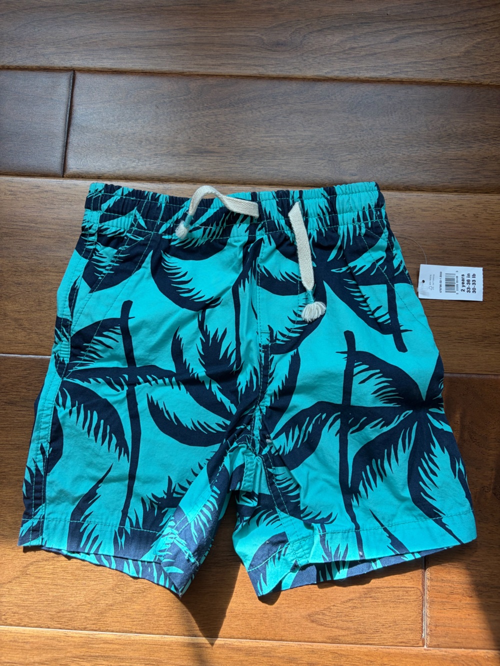 GAP Navy and Turquoise Palm-Print Toddler Shorts size 2T - NWT